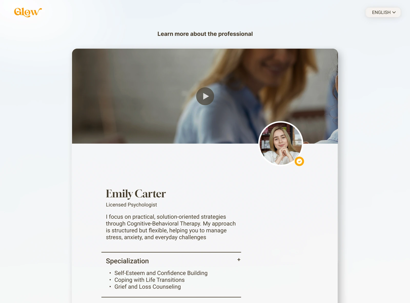 Professional background and approach have room to be read.