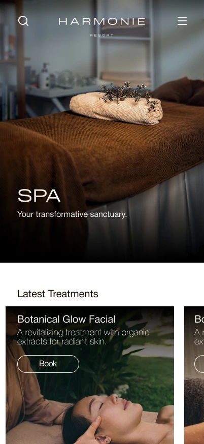The spa introduction and first route into treatments.
