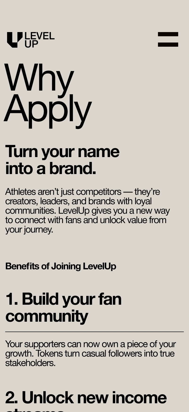 An athlete-facing page about joining the platform.