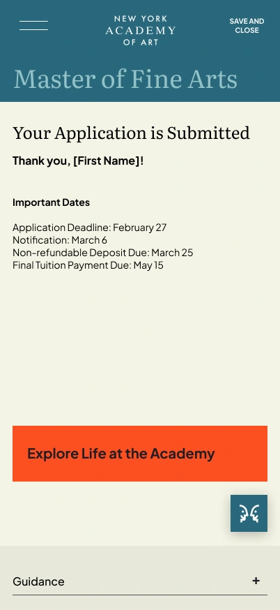 Original confirmation design with placeholder name and sample dates.